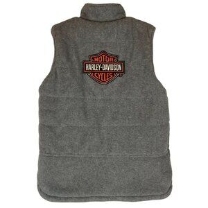 Harley-Davidson Womens Reversible Insulated Vest Size M Gray/Black Embroidered